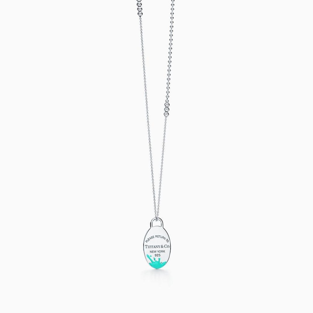 Tiffany & Co. RTT oval splash tag charm necklace